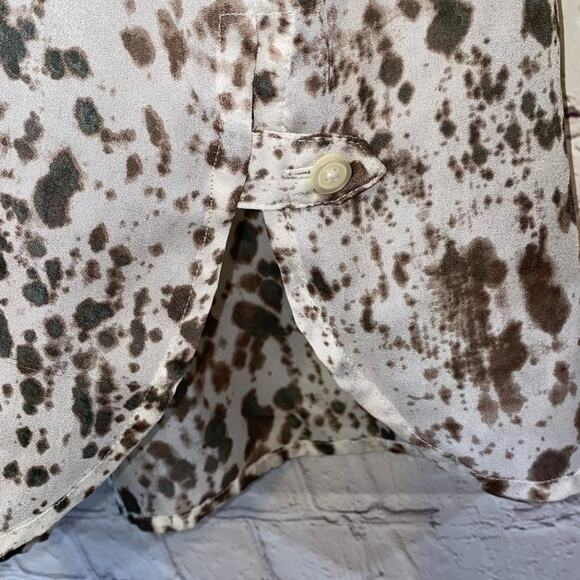 Loft Sheer Cream & Brown Splattered Blouse - Picture 3 of 6